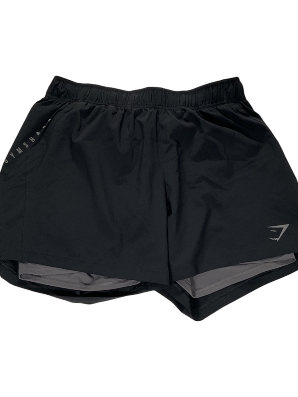 Gymshark Men's Size XL Black 2-in-1 Lined Activewear Shorts Drawstring Pockets